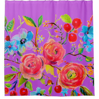 Rose and Cherry Purple 2.0 Shower Curtain
