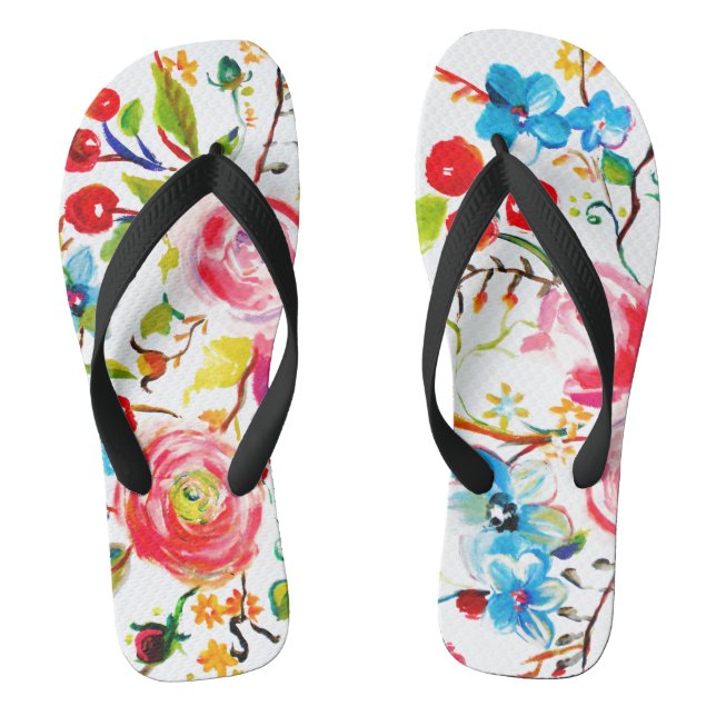Rose and Cherry White Flip Flops (Footbed)