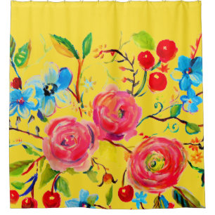 Rose and Cherry Yellow 2.0 Shower Curtain