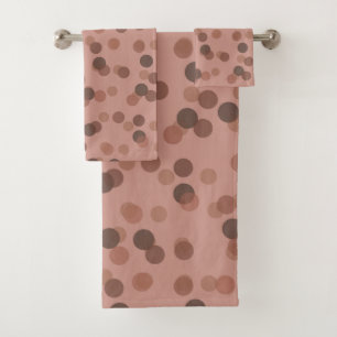 Rose and coffee polka dots bath towel set