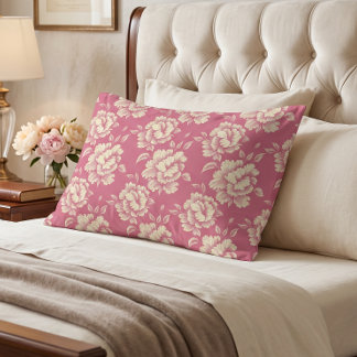 Rose and Cream Peony Toile - French Country Decor Pillowcase