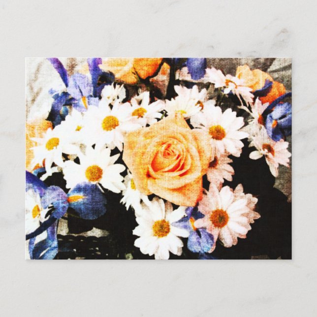 rose and daisy bouquet postcard (Front)