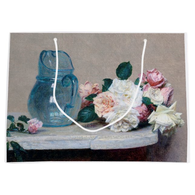 Rose and Glass Jug, Henri Fantin-Latour Large Gift Bag (Front)