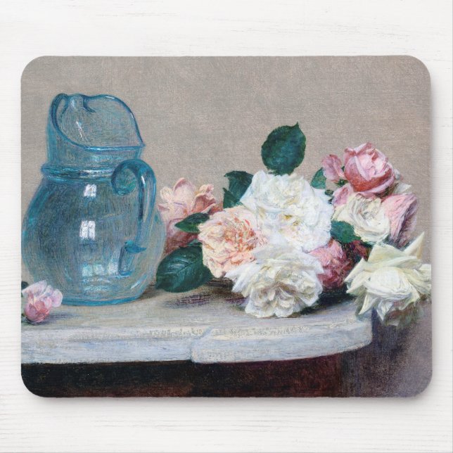 Rose and Glass Jug, Henri Fantin-Latour Mouse Mat (Front)