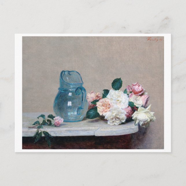Rose and Glass Jug, Henri Fantin-Latour Postcard (Front)