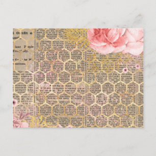 Rose and Gold Honeycomb Postcard