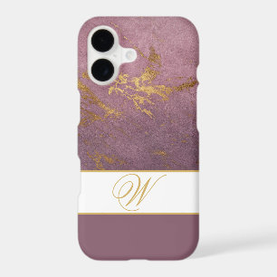 ROSE AND GOLD MARBLE LOOK, EDITABLE MONOGRAM