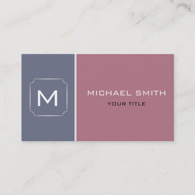 Rose and Grey Plain Elegant Professional Modern Business Card (Front)