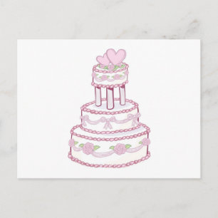 Rose and Heart Wedding Cake Postcard