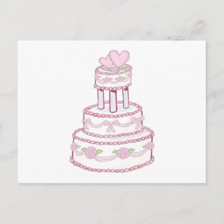 Rose and Heart Wedding Cake Postcard
