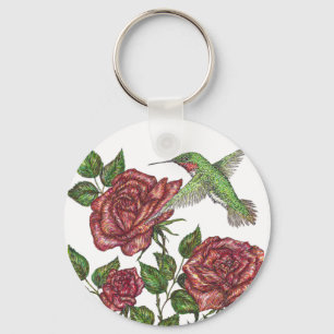 Rose and Hummingbir Key Ring