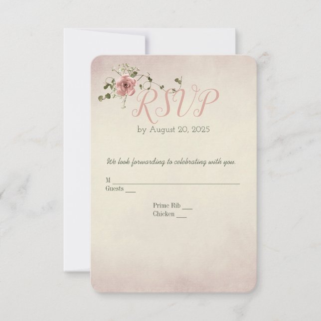 Rose and Ivy wedding RSVP Card (Front)