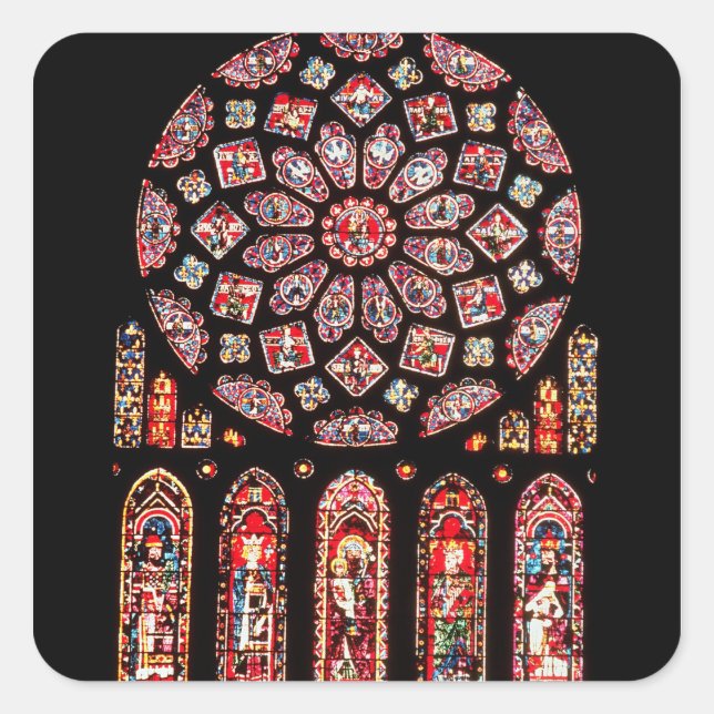 Rose and lancet windows from the north wall square sticker (Front)