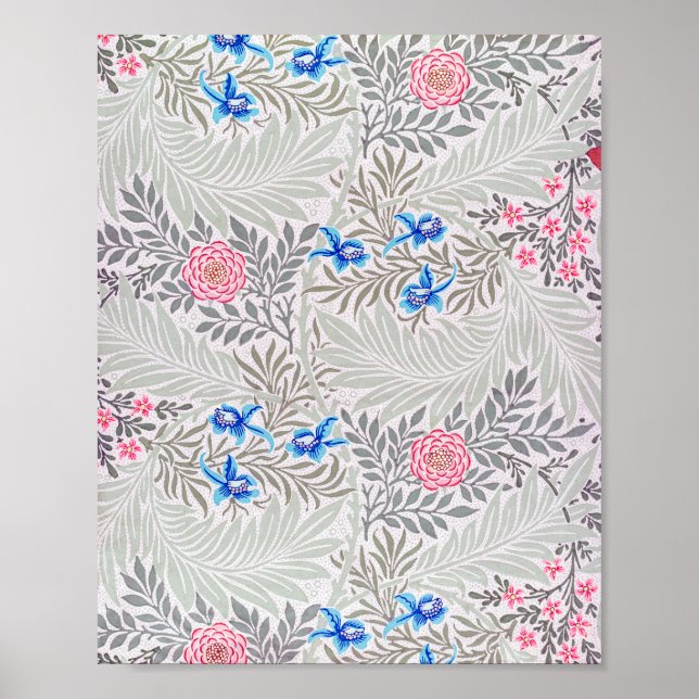 Rose and Larkspur, William Morris Poster (Front)