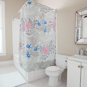 Rose and Larkspur, William Morris Shower Curtain