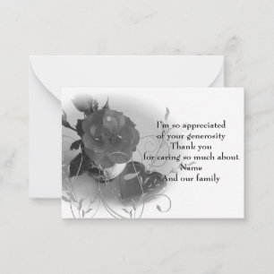 Rose And Leaf After Funeral Thank You Cards