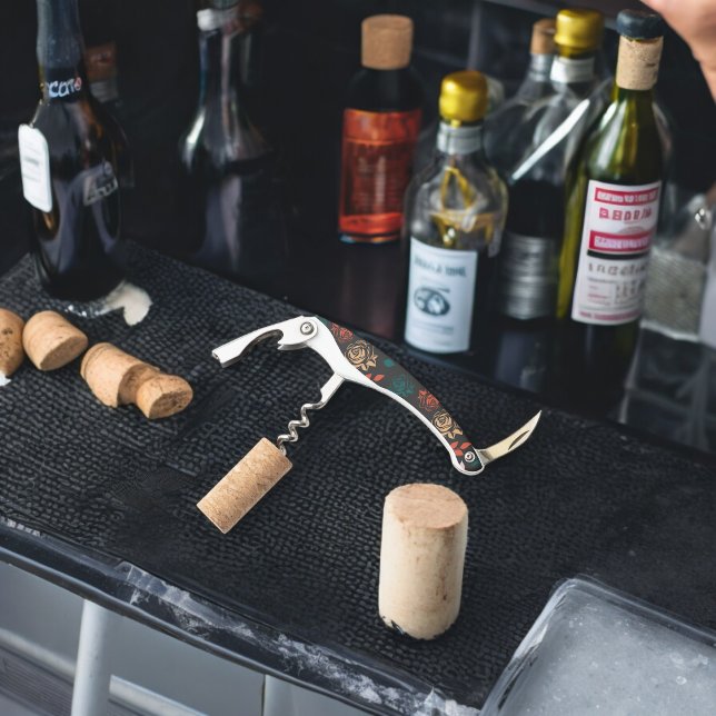 Rose and Leaves Pattern Corkscrew (Corkscrew Bottle Opener)