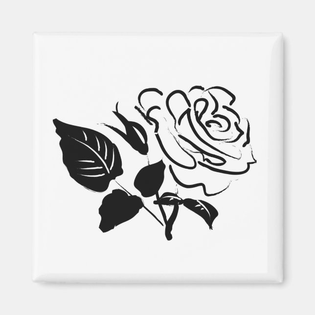 Rose and Leaves Sketch Magnet (Front)