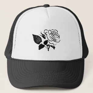 Rose and Leaves Sketch Trucker Hat