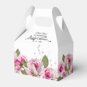 Rose and Lily Pink Bridal Shower Favour Box