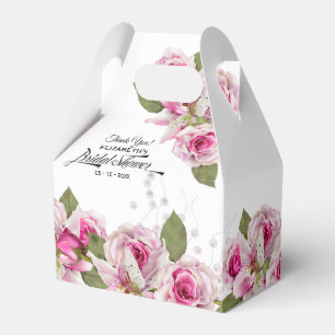 Rose and Lily Pink Bridal Shower Favour Box