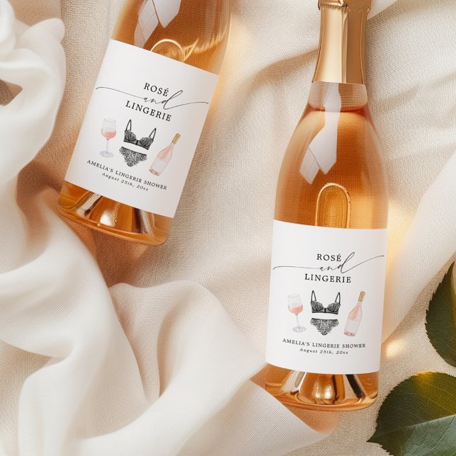 Rosé and Lingerie Bridal Shower Wine Label (Creator Uploaded)