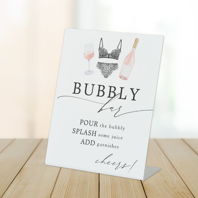 Rosé and Lingerie Bubbly Bar Pedestal Sign (Creator Uploaded)
