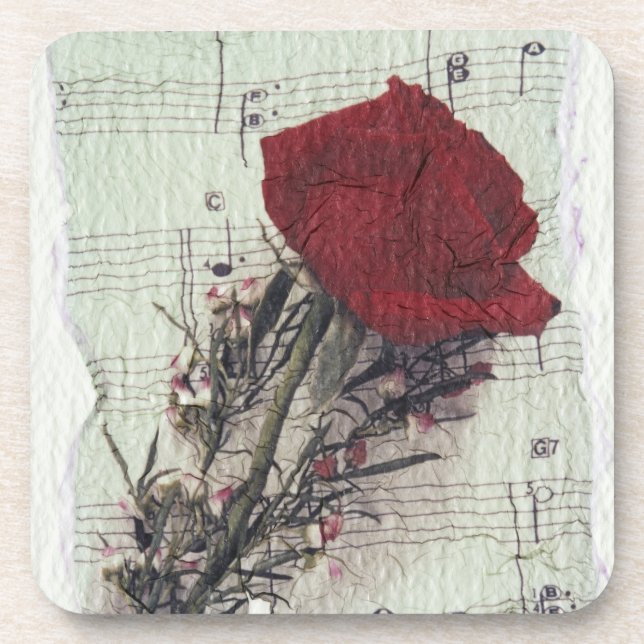 <Rose and Music> by Kim Koza 2 Coaster (Front)