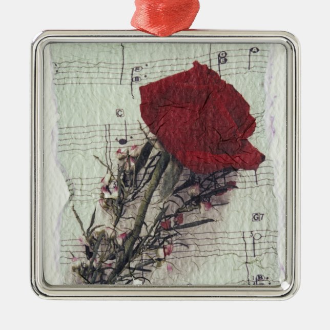 <Rose and Music> by Kim Koza 2 Metal Tree Decoration (Front)