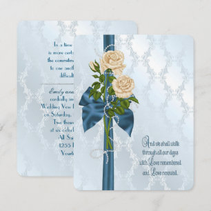 Rose and Pearl Bouquet Vow Renewal Invitation