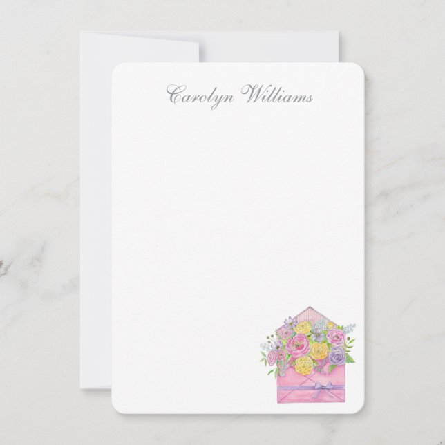 Rose and Peony Floral Envelope Card (Front)