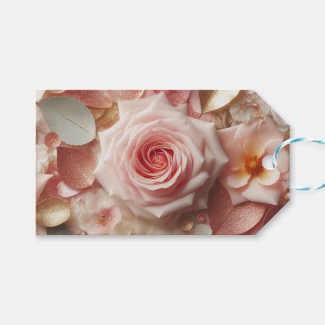 Rose and Petals Gift Tags (Front (Horizontal))
