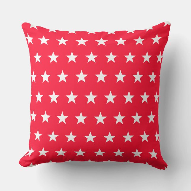 Rose and Pink with White Stars Cushion (Front)