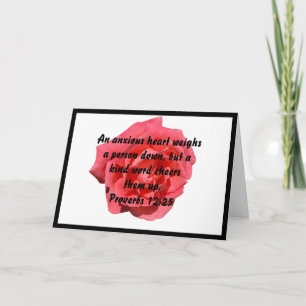 Rose And Proverbs 12:25 Bible Verse Blank Card