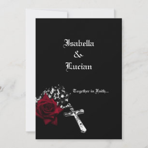 Rose and Rosary Goth Wedding Invitation