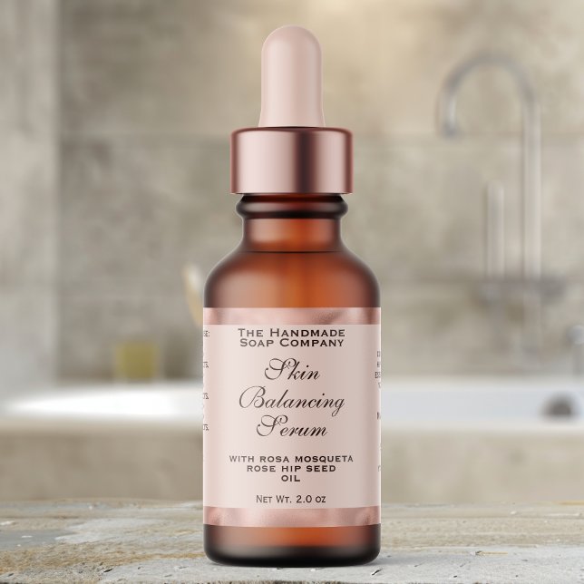 Rose and Rose Gold Cosmetics Dropper Bottle Label (Creator Uploaded)