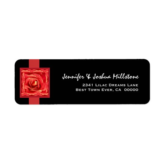 Rose and Rose Petals Return Address Label