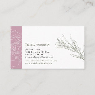 Rose and Rosemary Floral Botanical Herb Business Card