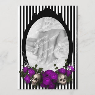 Rose and Skull Frame Goth Wedding Invitation