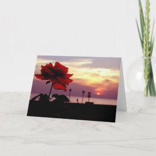 Rose and Sunset Blank Greeting Card