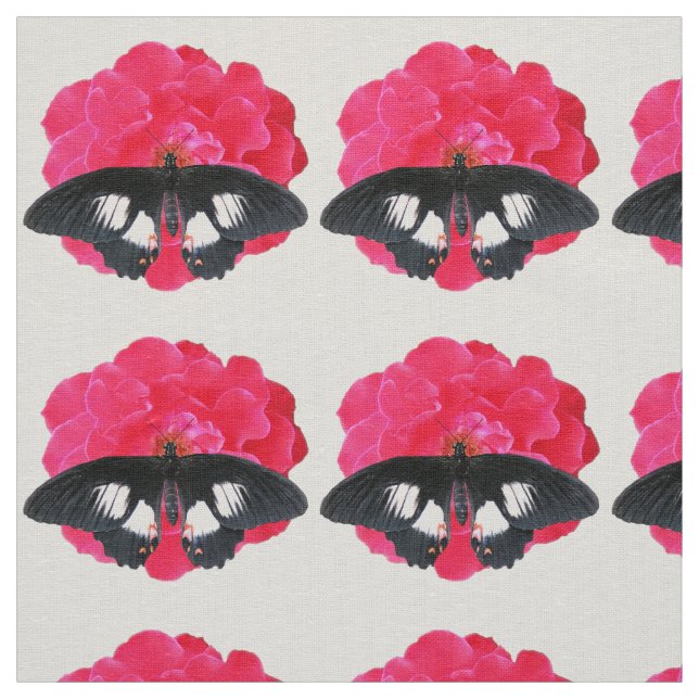 Rose and Swallowtail Fabric (Swatch)