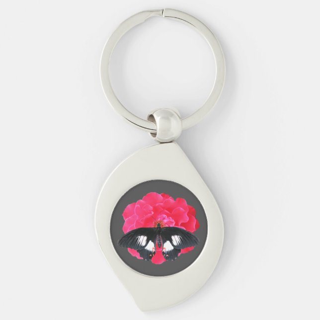 Rose and Swallowtail Key Ring (Front)