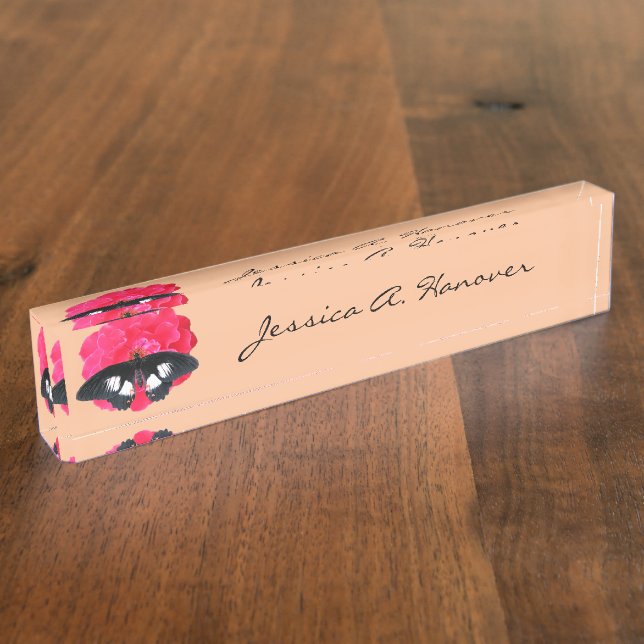 Rose and Swallowtail Nameplate (Side)