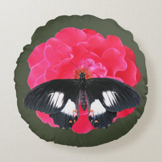 Rose and Swallowtail Round Cushion