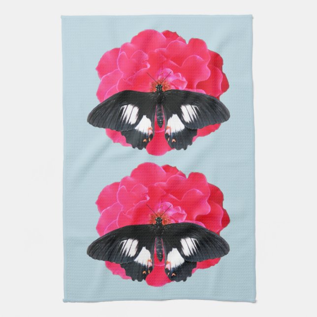 Rose and Swallowtail Tea Towel (Vertical)