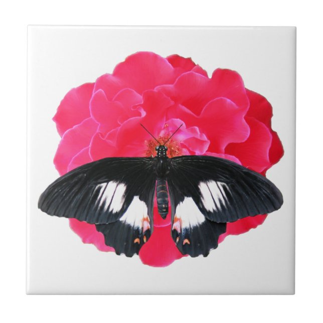 Rose and Swallowtail Tile (Front)