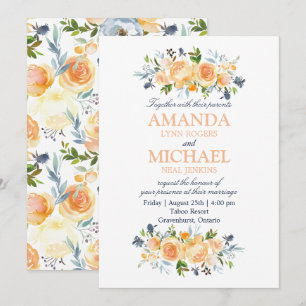 Rose and Thistle Watercolor Floral Wedding Invitation