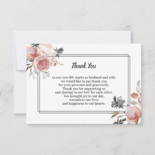 Rose and Thistle Watercolor Wedding Thank You Card
