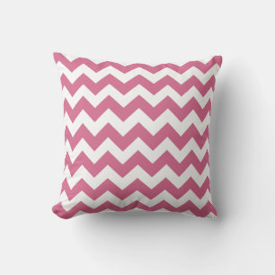 Rose and White Chevron Zig Zag Pillow