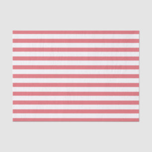 Rose and White Horizontal Stripe Tissue Paper